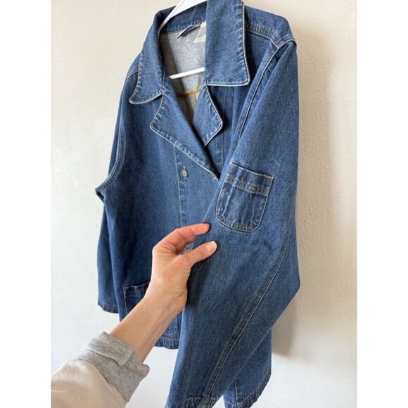 Vintage Erika & Co. Denim Chore Jacket Blazer Women’s Cotton Size Large L - Picture 3 of 4